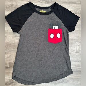 Disney T-Shirt Mickey Mouse Pocket Raglan Sleeves Size Small S XS